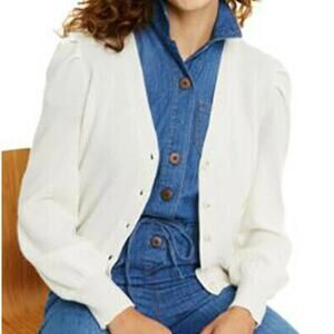 Charter Club Cashmere V-Neck Cardigan Sweater Sz Petite Small Bianco Crema NWT